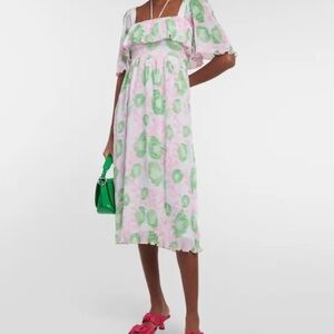 GANNI Floral Pleated Georgette Midi Dress 🌸